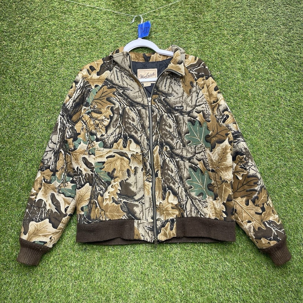 Vintage Woolrich Tree Leaf Camo Jacket Mens Medium Soft Feel Outdoor Tech Sport